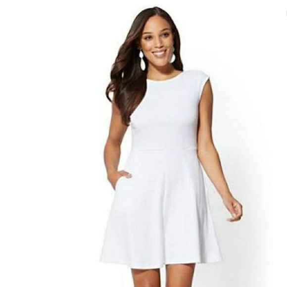 New York & Company Dresses & Skirts - NWT NYCO  FitNFlare Dress LG/White